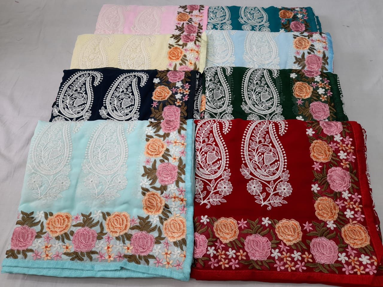 Pastel traditional gorgette saree