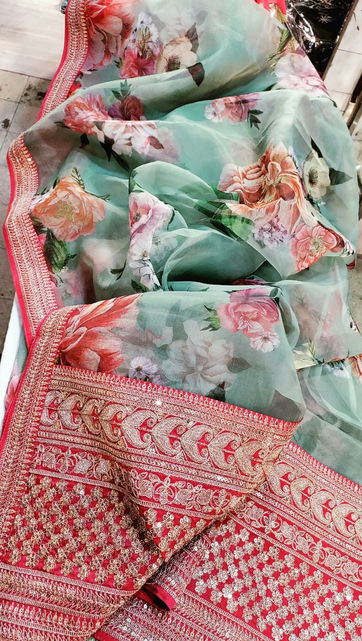 Kivini organza printed saree