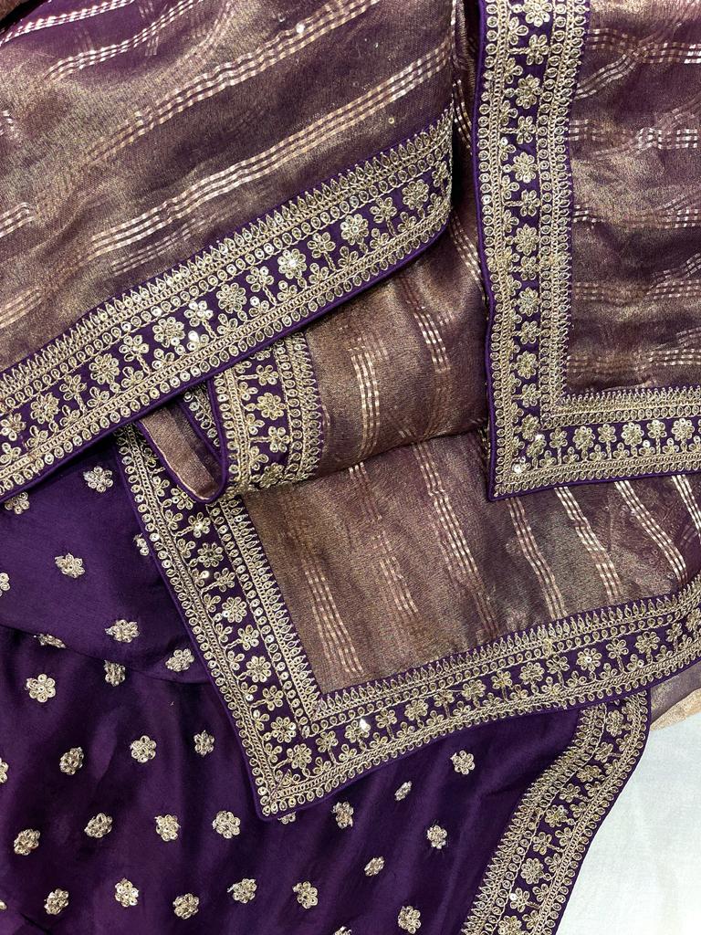 Pavi tissue organza zari saree