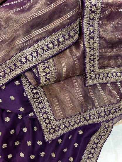 Pavi tissue organza zari saree