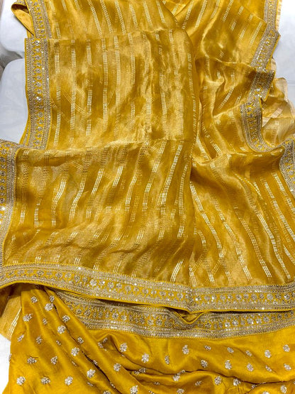 Pavi tissue organza zari saree