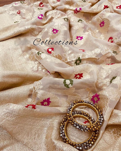 Roza banarsi weaved saree party wear saree Indian sari blouse