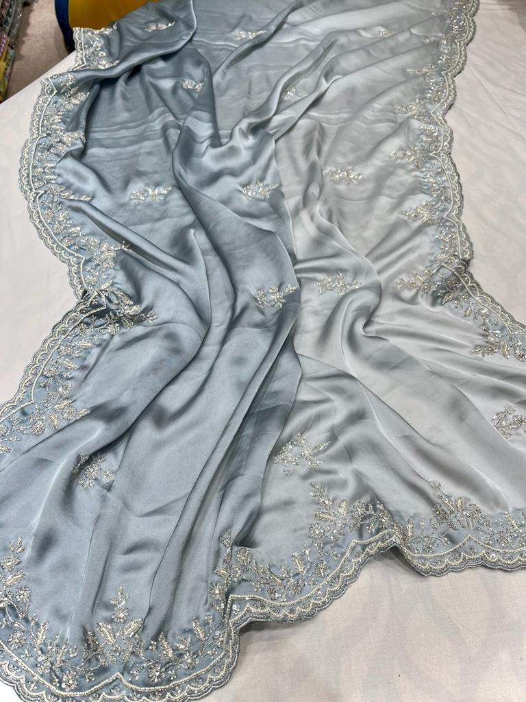 Satin shaded partywear saree