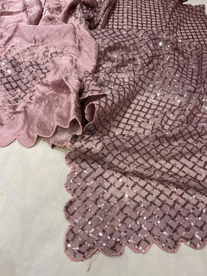Sequence satin partywear saree