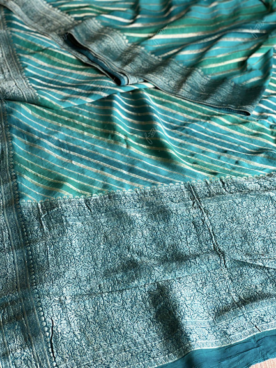 Lehariyan khaddi gorgette saree