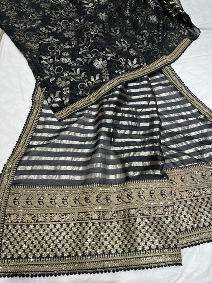 Chanderi inspired striped saree
