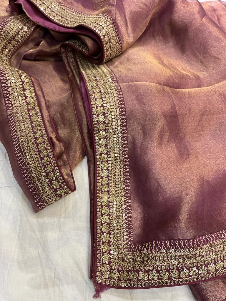 Kanjeevaram inspired tissue organza saree