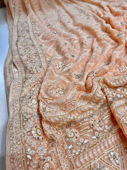 Naina chikankari gorgette saree