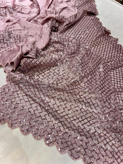 Sequence satin partywear saree