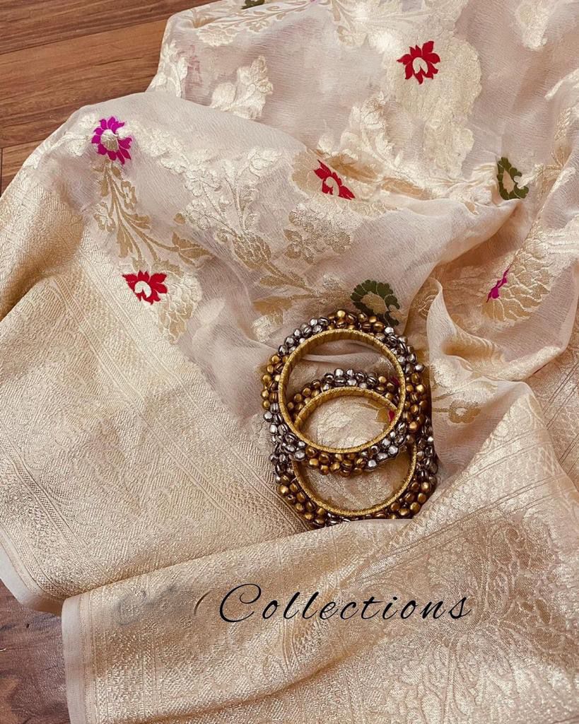 Roza banarsi weaved saree party wear saree Indian sari blouse