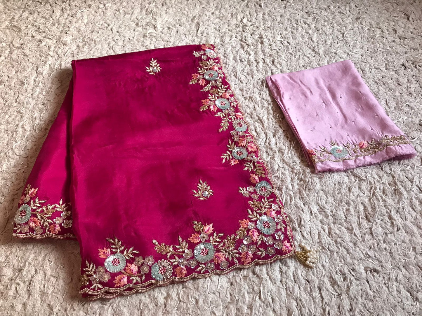 Wine inspired premium organza saree