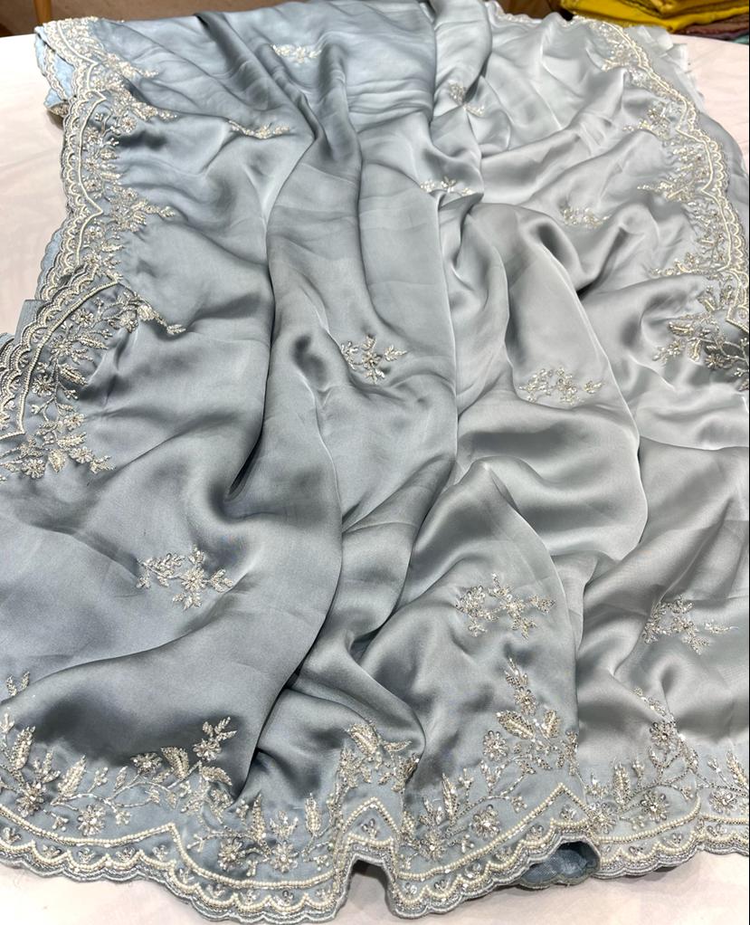 Satin shaded partywear saree