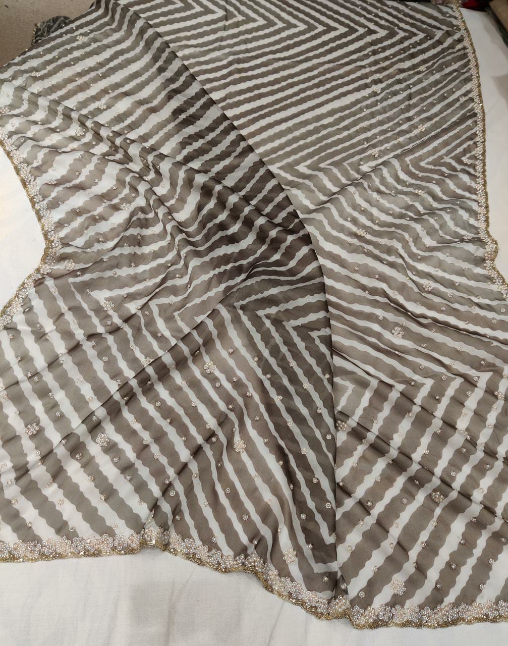 Kaju organza Pearl saree