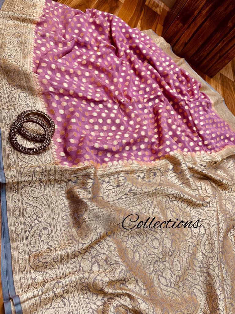 Pink handwoven Banarsi saree
