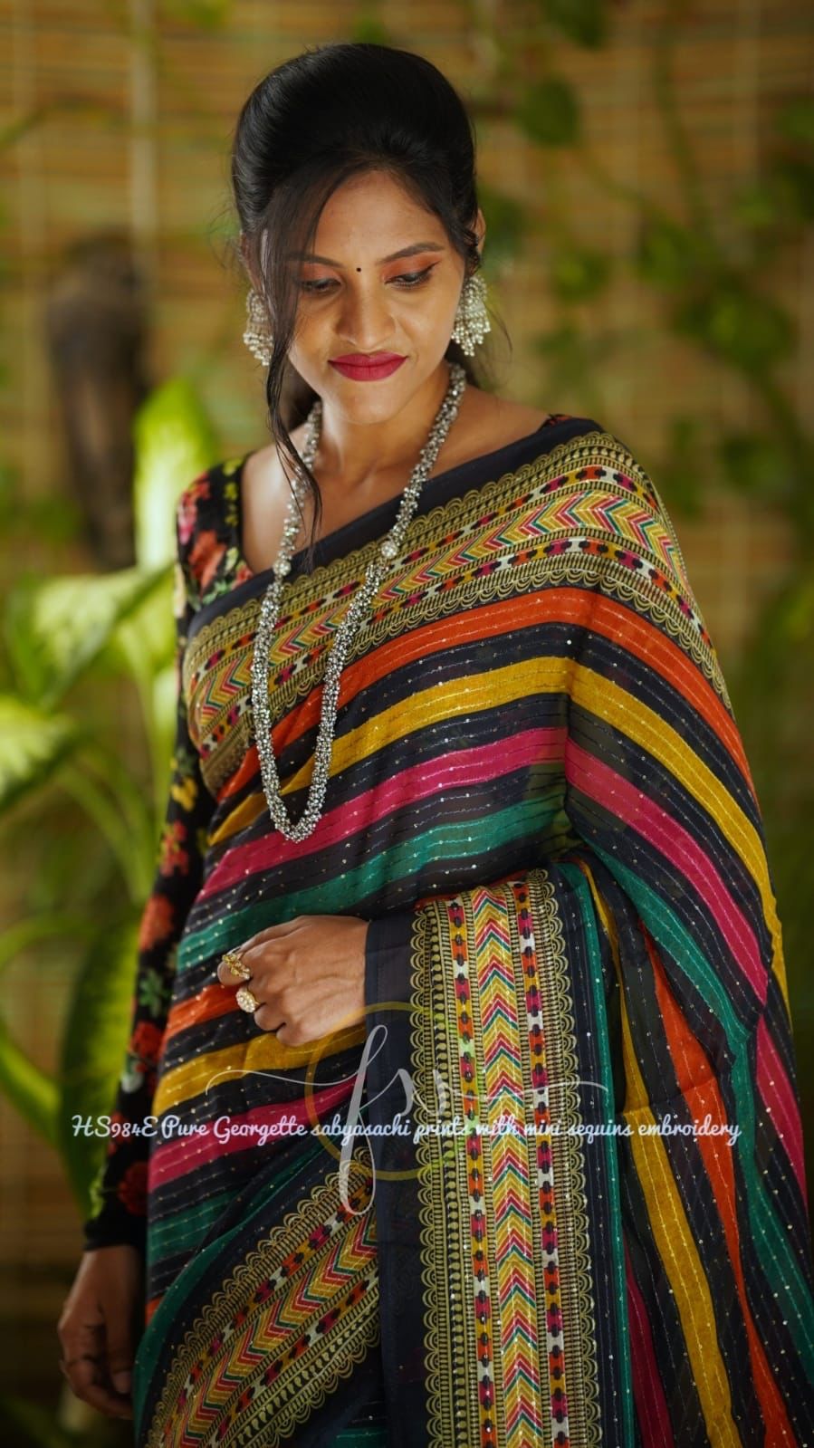Printed styled gorgette saree