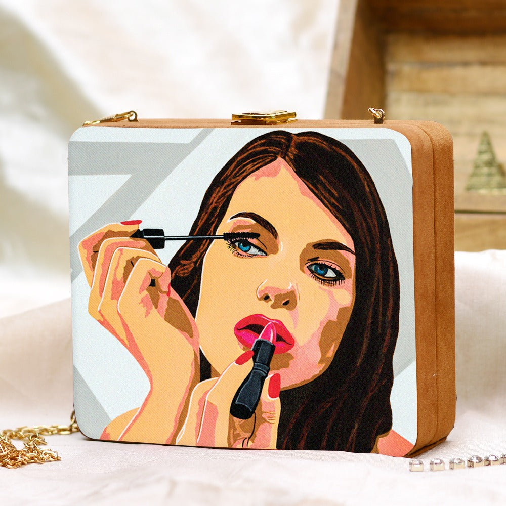 Stylo printed clutch bag