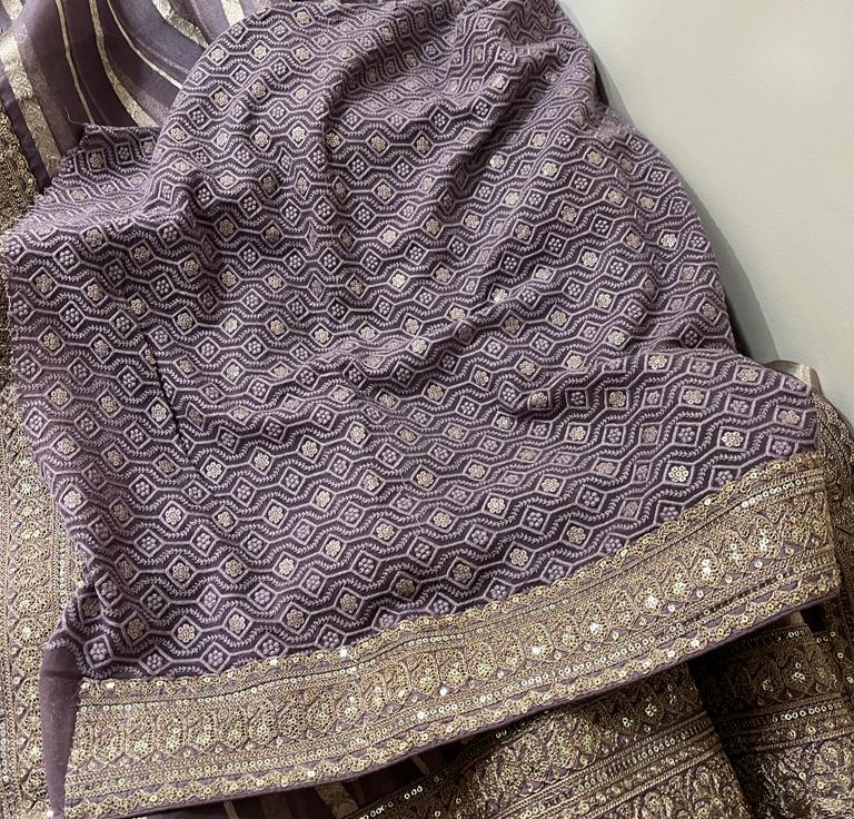 Striping kora Banarasi saree
