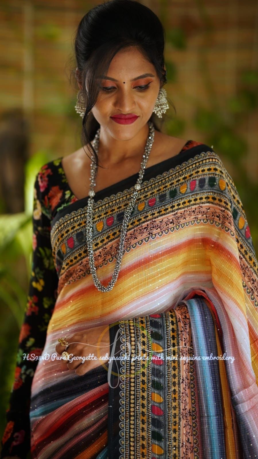 Printed styled gorgette saree