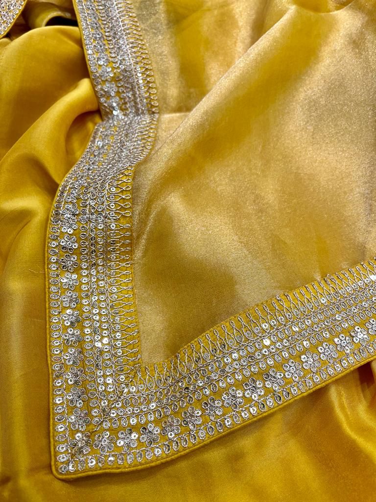 Kanjeevaram inspired tissue organza saree