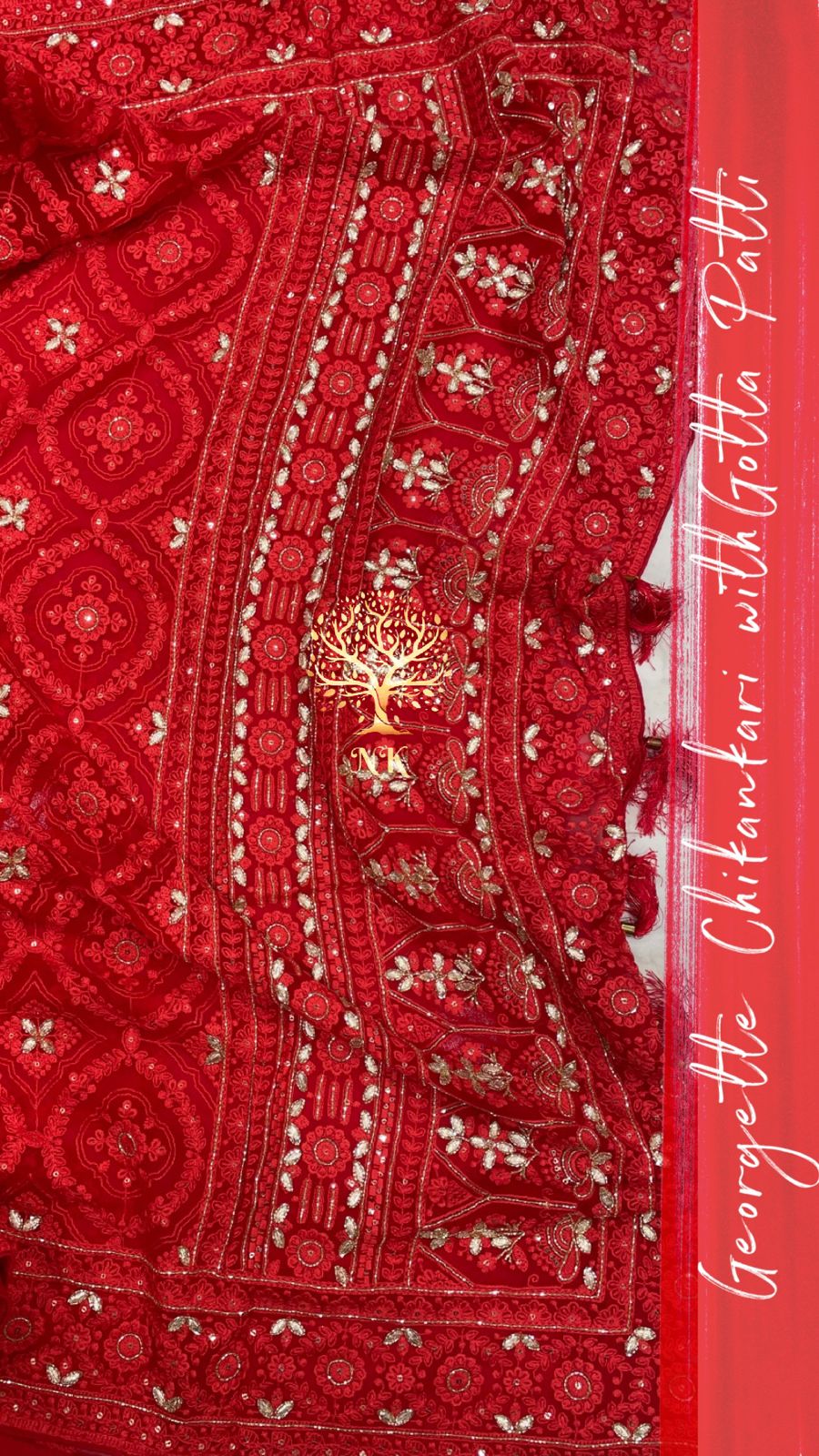 Monisha chikankari gorgette saree