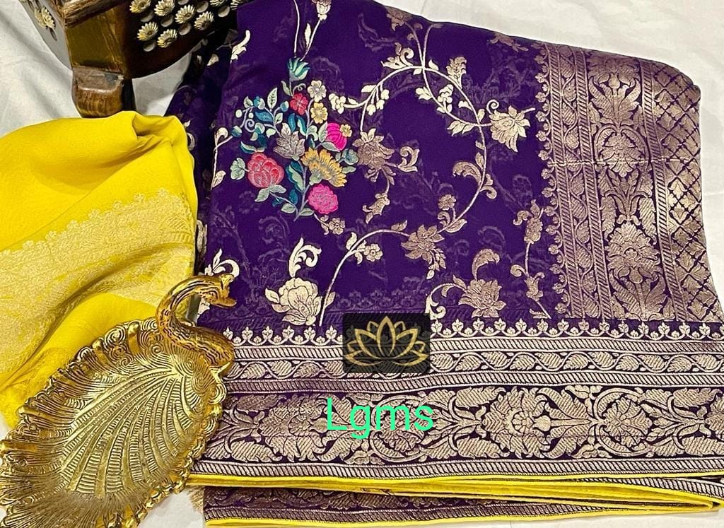 Floral khaddi gorgette saree