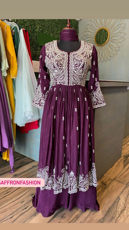 Wine long kurta dress