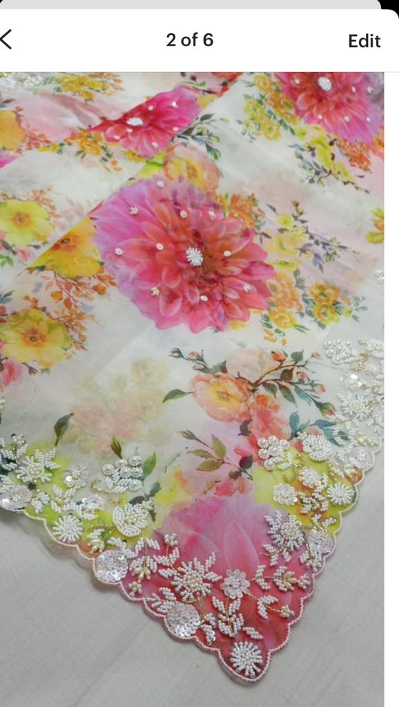 Floral organza Karachi inspired saree