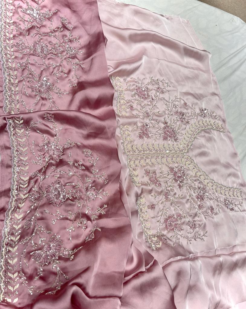 Satin shaded partywear saree