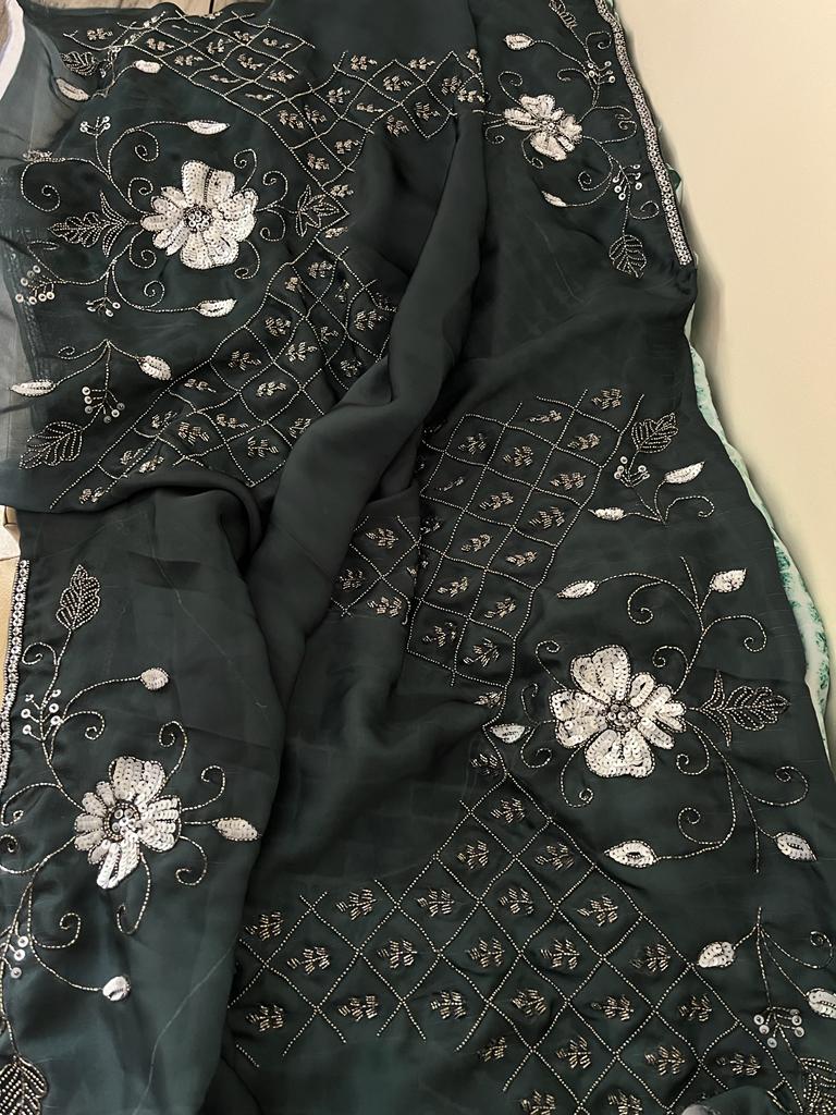 Satin marble print saree