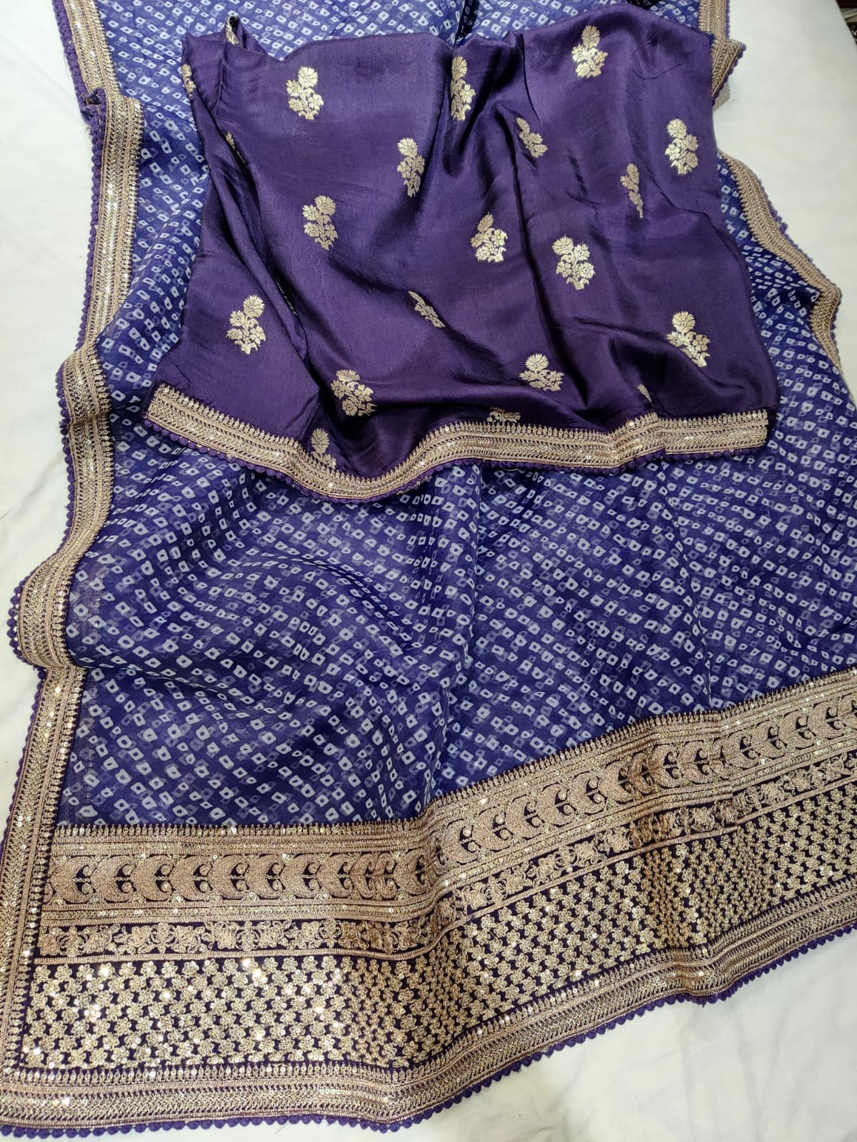 Noori bandhej organza saree