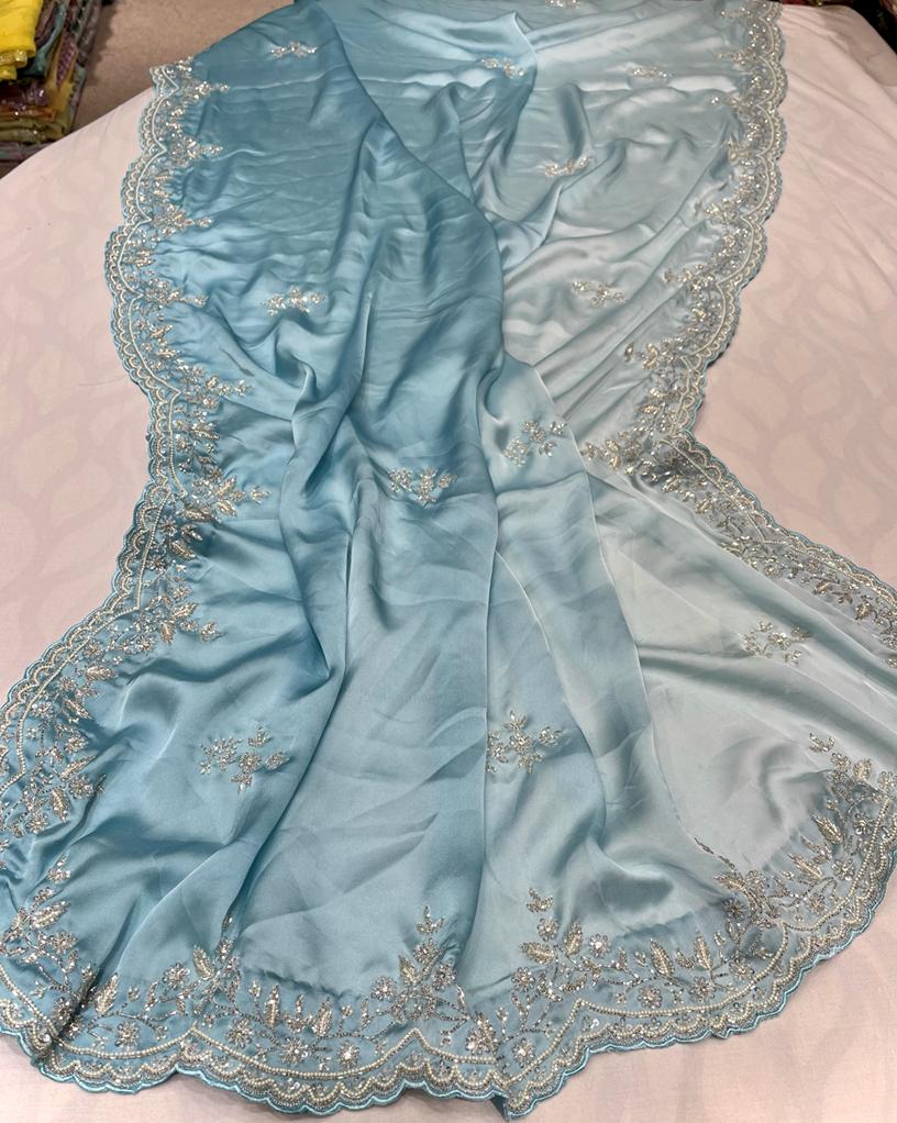 Satin shaded partywear saree