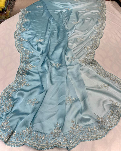 Satin shaded partywear saree