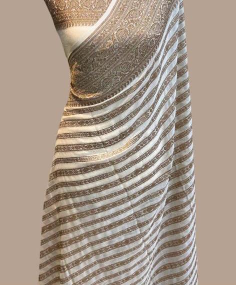 Striped khaddi gorgette saree