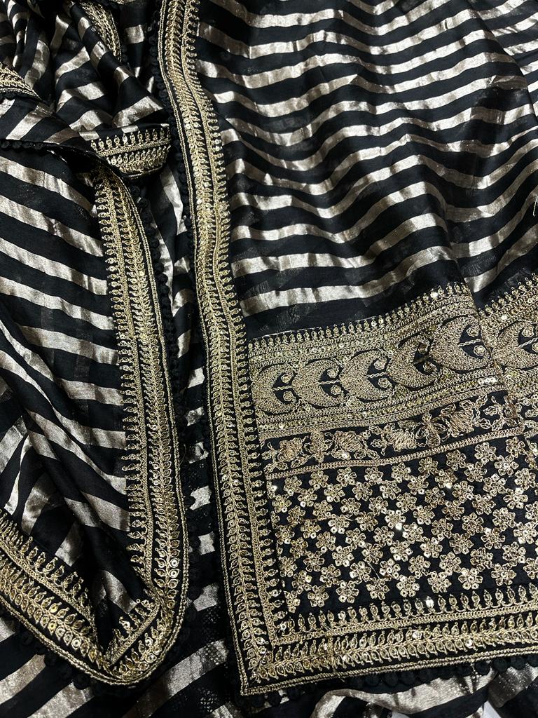 Chanderi inspired striped saree
