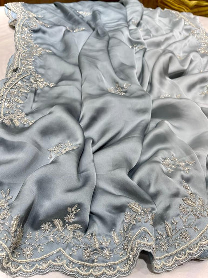 Satin shaded partywear saree