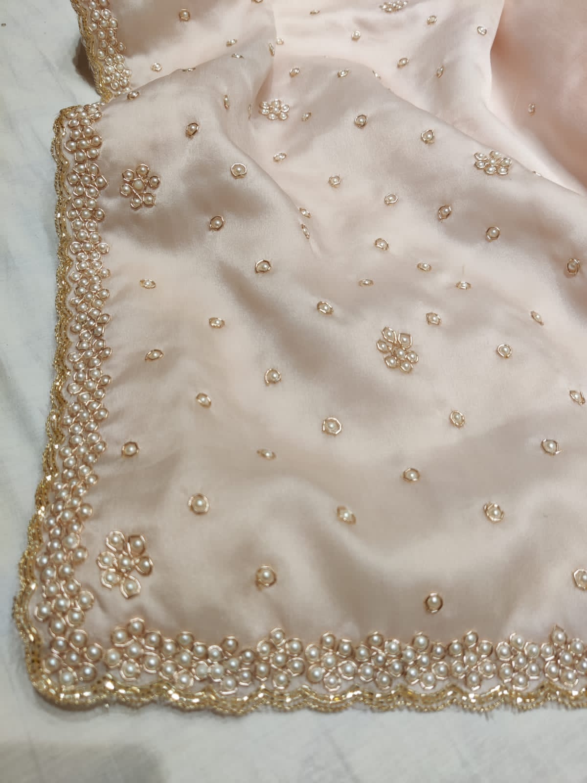 Pearl organza saree partywear saree woke sari blouse