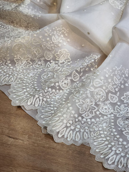 Scalloped inspired organza saree
