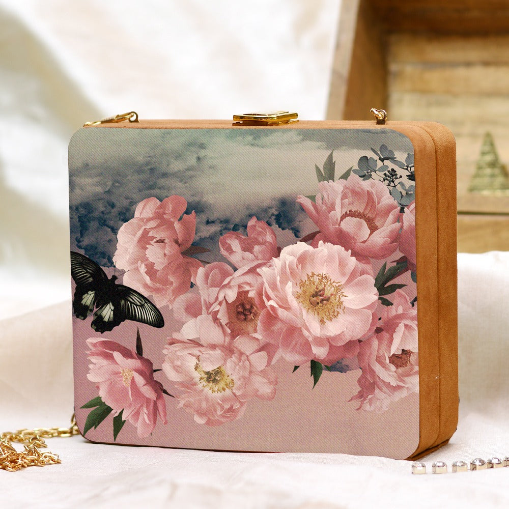 Stylo printed clutch bag