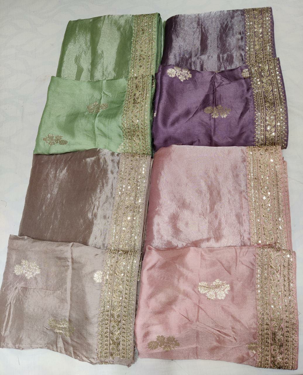 Metallic tissue organza saree