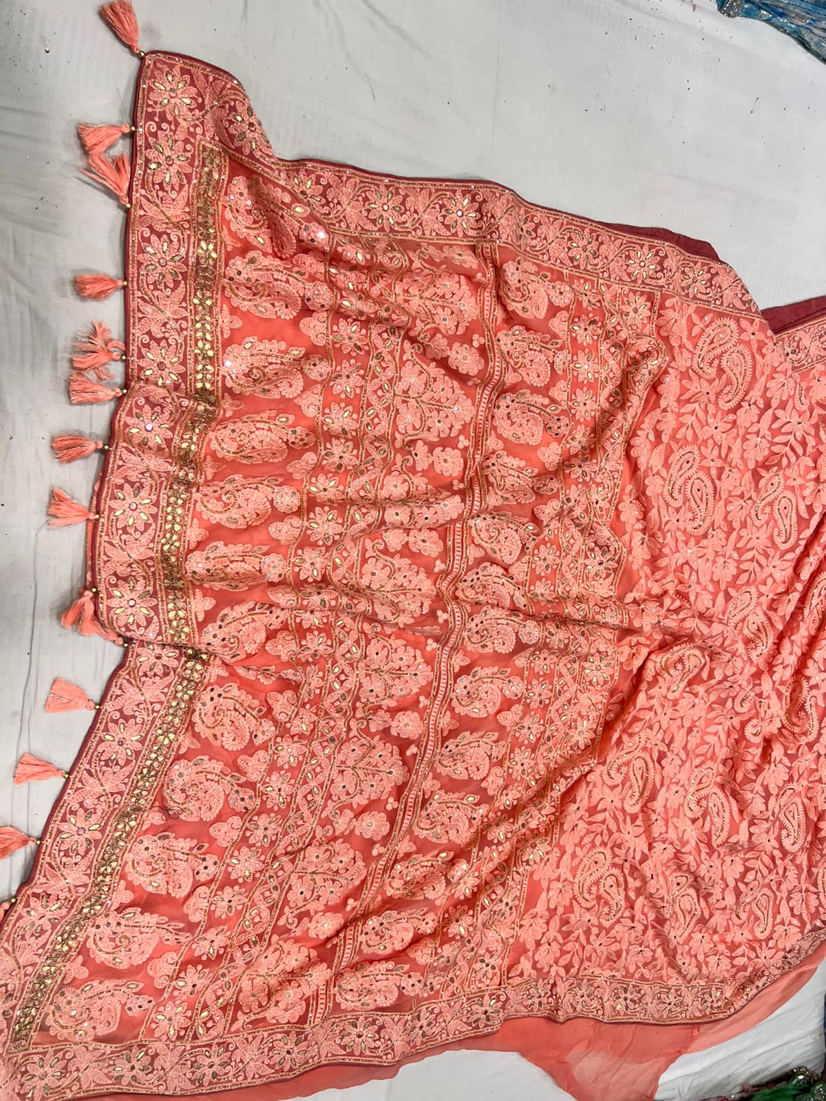 Yashvi chikankari gottapatti saree Indian saree wedding sari blouse