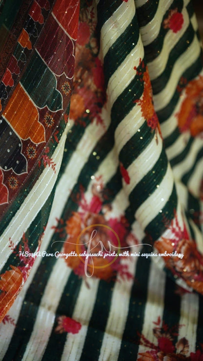 Printed styled gorgette saree