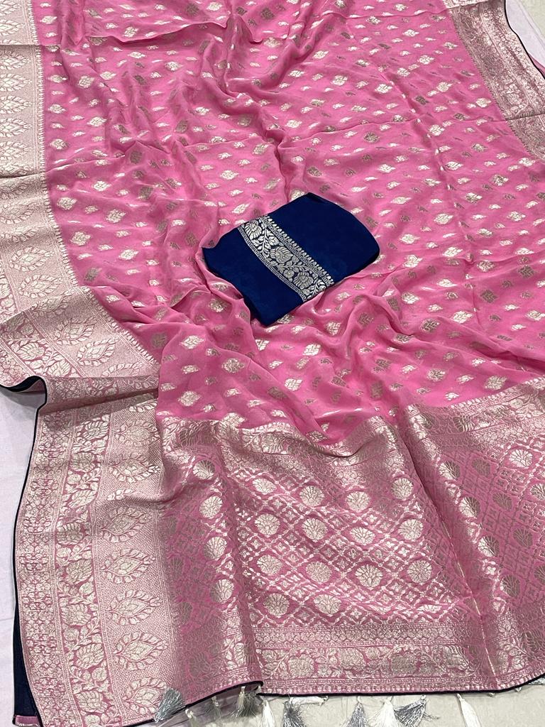 Gunisha khaddi gorgette saree
