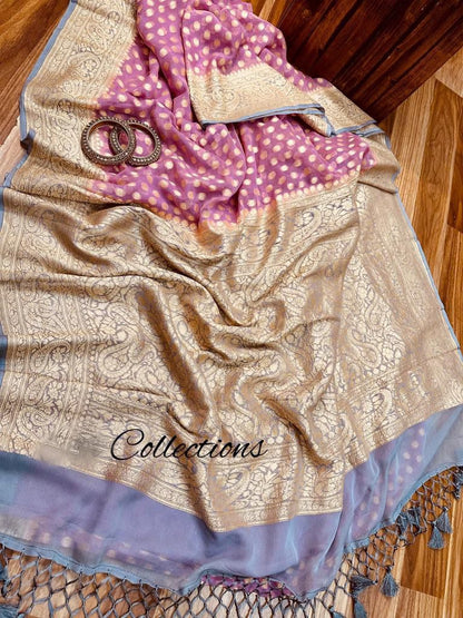 Pink handwoven Banarsi saree