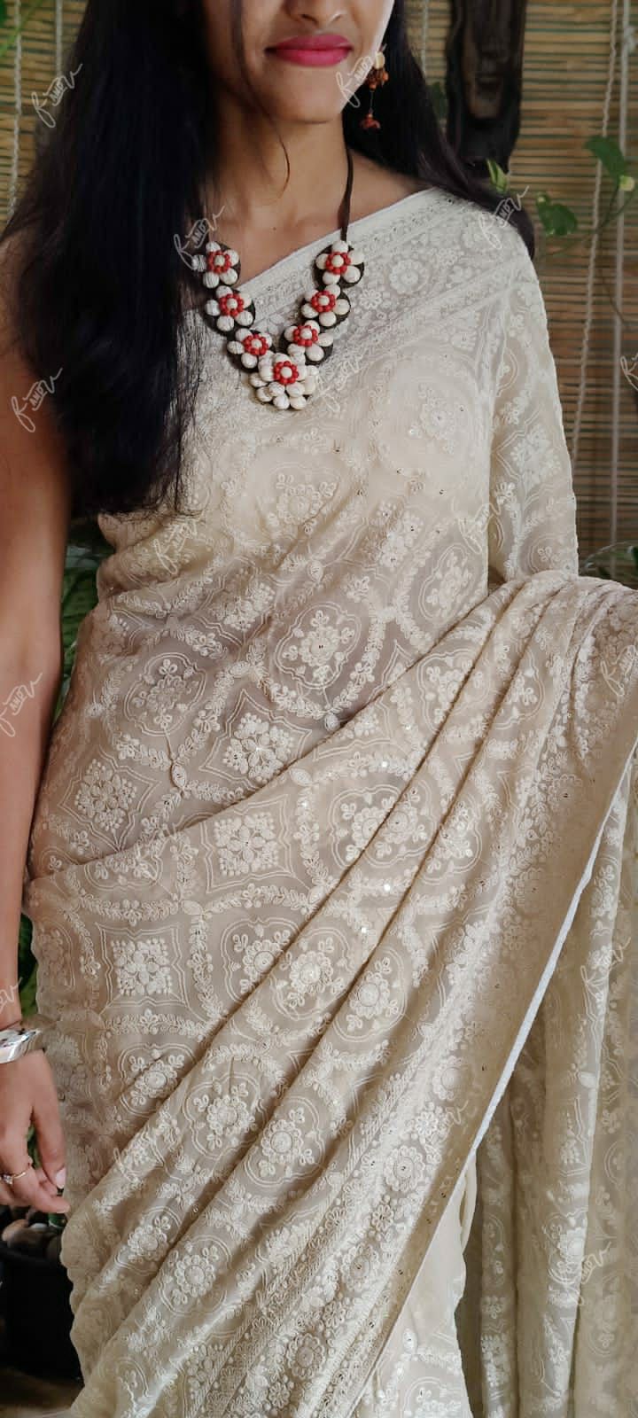 NoorJahan Chikankari saree Gorgette Sarees Indian sari