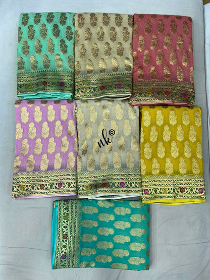 Nirbah woven gorgette khaddi saree