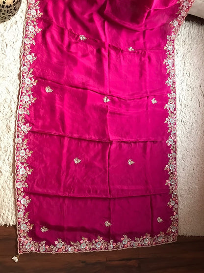 Wine inspired premium organza saree