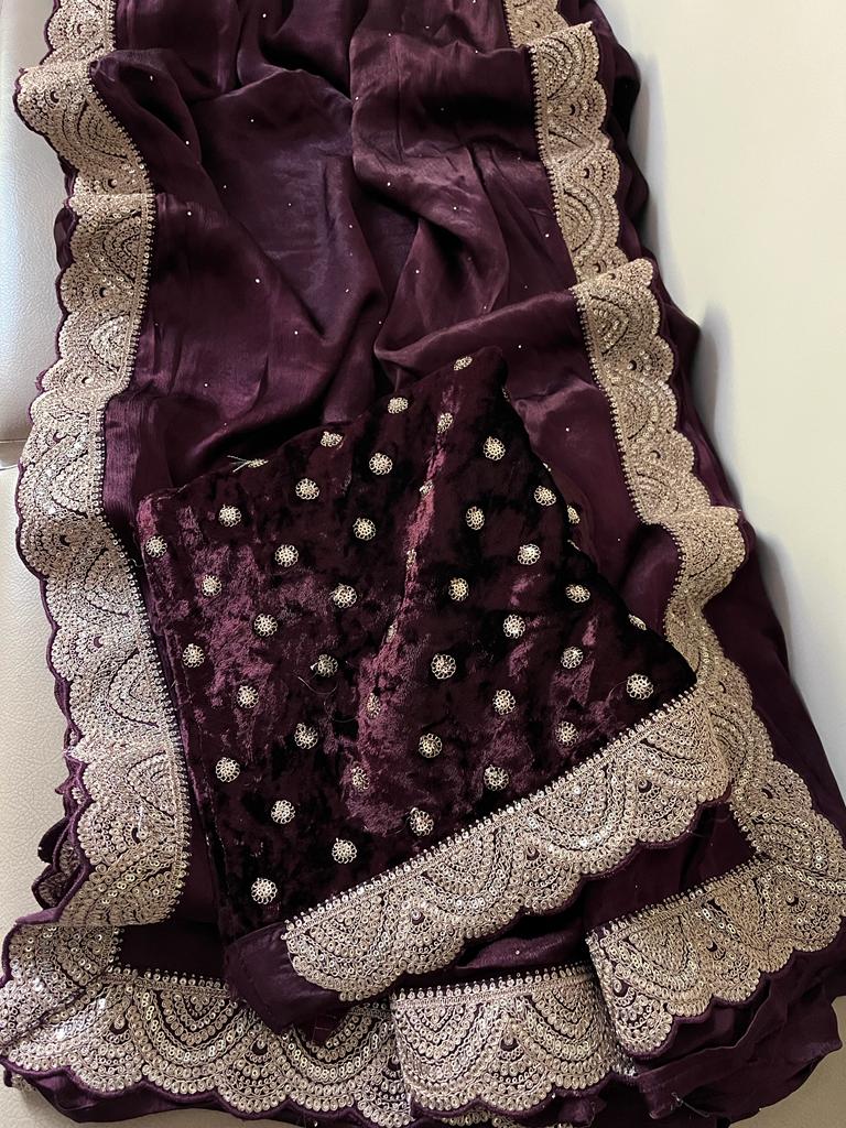 Humera chiffon satin beautiful saree