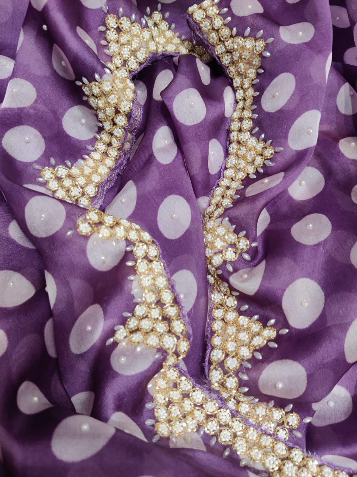 Polka dot inspired organza saree