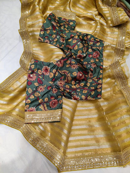 Kalamkari inspired  organza saree