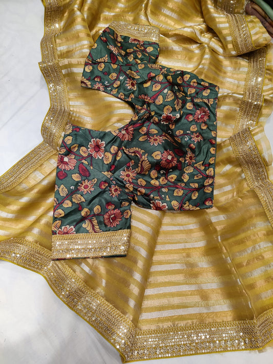 Kalamkari inspired  organza saree